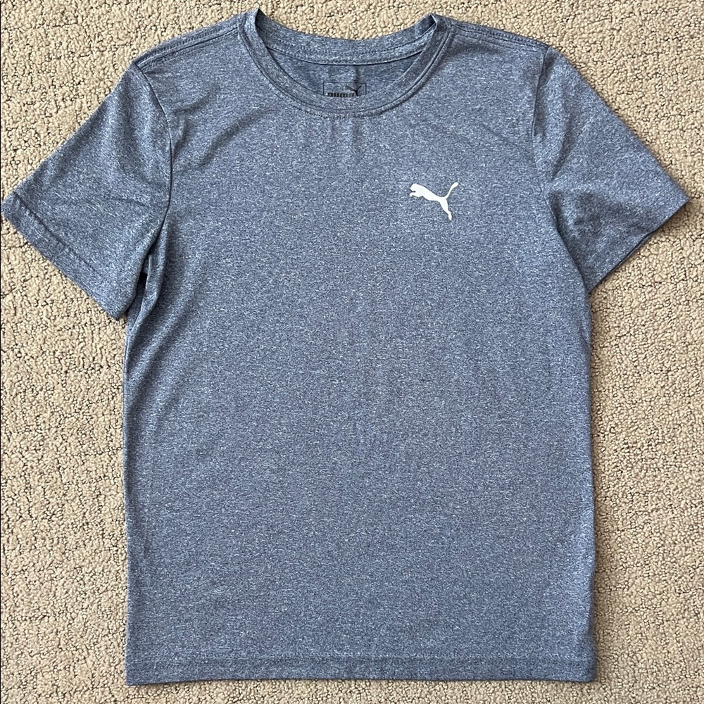 Puma Heathered Blue Tee with White Logo